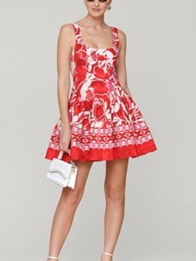 avec les filles bustier Red Floral Fit-and-Flare Dress - Women
